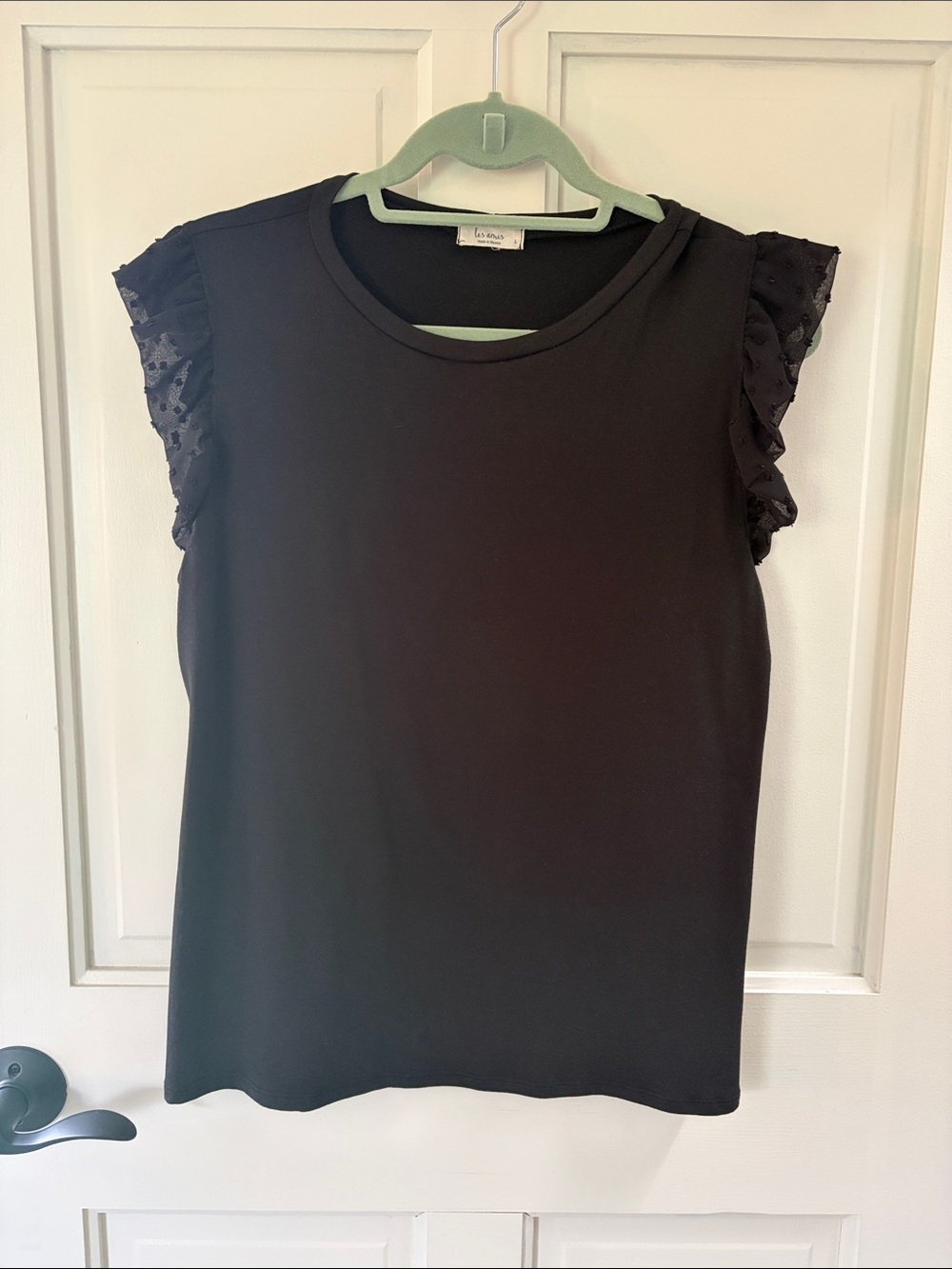 Lush Black Ruffle Sleeve Tank Top